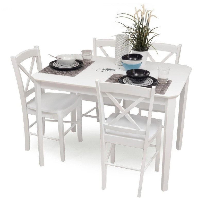 FURNITABLE Mesa de Comedor y Cocina, Rectangular, de Madera de Haya, para 4  sillas, con Patas de Madera, Tablero MDF, Blanca, 110 x 70 x 75 cm (Solo la  Mesa) : : Hogar y cocina