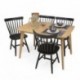 Conjunto de comedor de diseño nórdico colonial VICKY MELAKA mesa extensible roble y 4 sillas negras