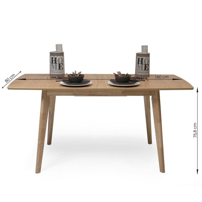 Juego de Comedor Mesa Vintage Extensible 1.60x0.90 a 2.05 Roble + 6 Sillas  Frida