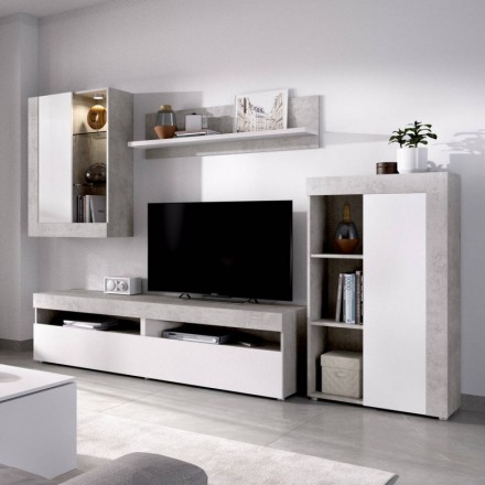 Mueble de salón modular TOKIO color blanco brillo de 265 cm