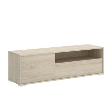Mueble de TV de diseño moderno OLMO tablero de partículas melaminizado color natural 130x41X40 cm