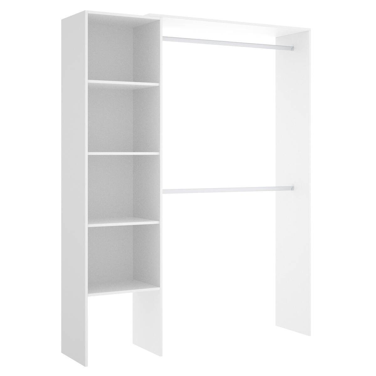 Armario vestidor con cuatro estantes SUIT color blanco, adaptable de 140 a 110  cm - Centro Mueble Online