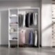 Armario vestidor con cuatro estantes SUIT color blanco, adaptable de 140 a 110 cm