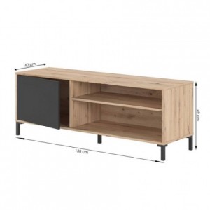 Mueble de TV de diseño nórdico con estante de pared NODA tablero de partículas melaminizado color roble nodi y gris antracita