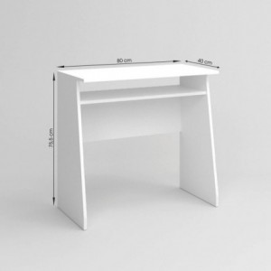 Mesa escritorio juvenil KRIPTON tablero de partículas melaminizado color blanco mate 80x40x75,5 cm