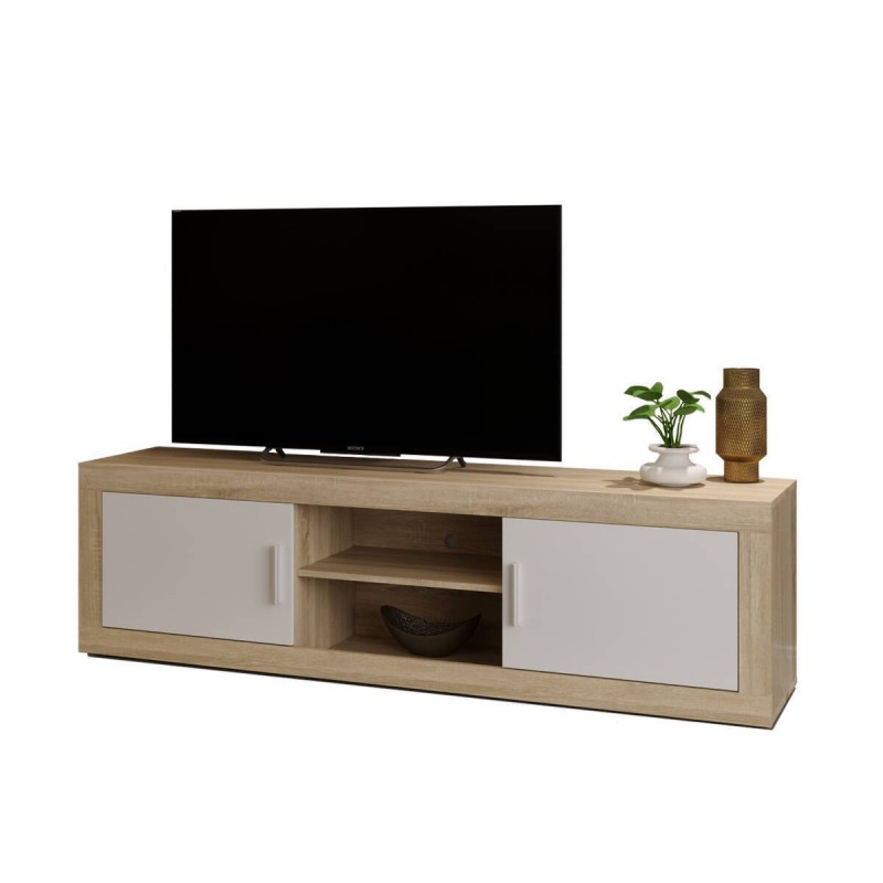 Mueble de TV COIMBRA tablero de partículas melaminizado color cambrian y blanco 180x50x42 cm