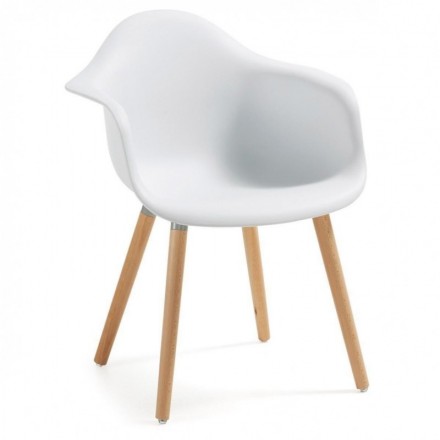 Sillón KEVYA asiento de polipropileno y pies de madera de haya
