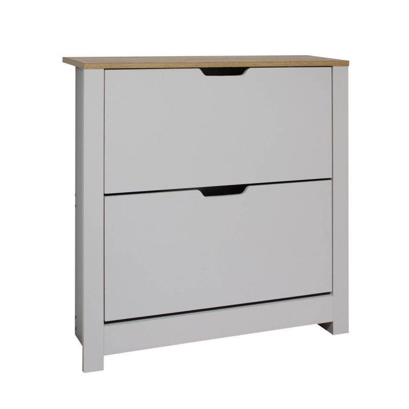 Zapatero de diseño moderno TIVOLI color blanco y madera de 73,5x23,5x81 cm  - Centro Mueble Online