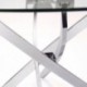 Mesa de comedor redonda DALILA cristal templado y pies de metal cromado