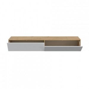 Mueble de TV de diseño moderno de pared KAWAY tablero de partículas melaminizado color blanco artik y roble nodi 180x34,5x28 cm