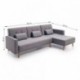 Sofá cama con chaise longue ANNA tapizado en tela gris de 236 cm
