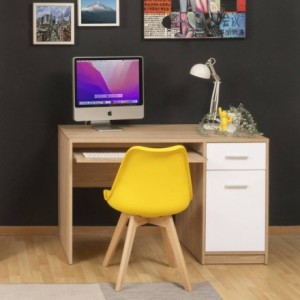 Mesa escritorio KENTO tablero de partículas melaminizado color cambrián y blanco 120x59x76 cm