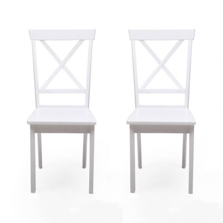 Pack de 2 sillas de comedor o cocina LUCKY madera lacada en color blanco mate