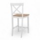 Pack de 2 taburetes altos LEYA madera lacada en color blanco mate con asiento en color roble