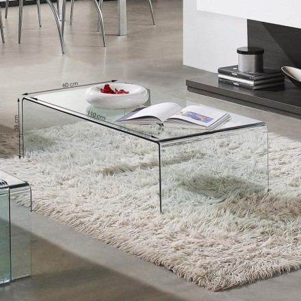 Mesa de centro cristal curvado de una pieza SAMÍL de 110x60x38 cm