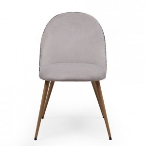 Pack de 4 sillas  MADEIRA tela velvet color gris oscuro o claro y tela con detalles florales y patas de metal acabado madera