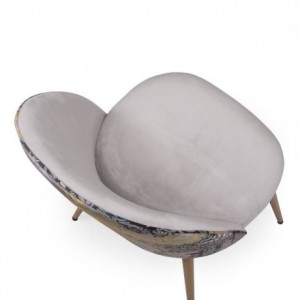 Pack de 4 sillas  MADEIRA tela velvet color gris oscuro o claro y tela con detalles florales y patas de metal acabado madera