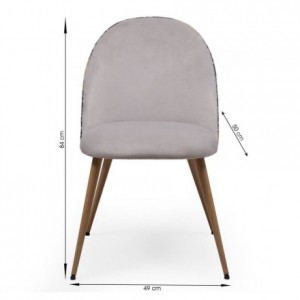 Pack de 4 sillas  MADEIRA tela velvet color gris oscuro o claro y tela con detalles florales y patas de metal acabado madera