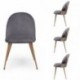 Pack de 4 sillas  MADEIRA tela velvet color gris oscuro o claro y tela con detalles florales y patas de metal acabado madera