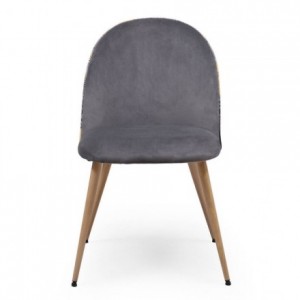 Pack de 4 sillas  MADEIRA tela velvet color gris oscuro o claro y tela con detalles florales y patas de metal acabado madera