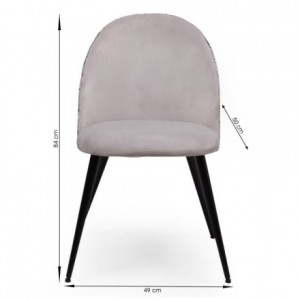 Pack de 4 sillas  MADEIRA tela velvet color gris oscuro o claro y tela con detalles florales y patas de metal color negro