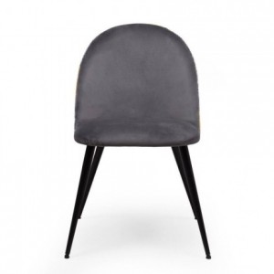 Pack de 4 sillas  MADEIRA tela velvet color gris oscuro o claro y tela con detalles florales y patas de metal color negro