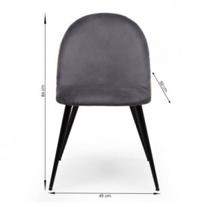 Pack de 4 sillas  MADEIRA tela velvet color gris oscuro o claro y tela con detalles florales y patas de metal color negro