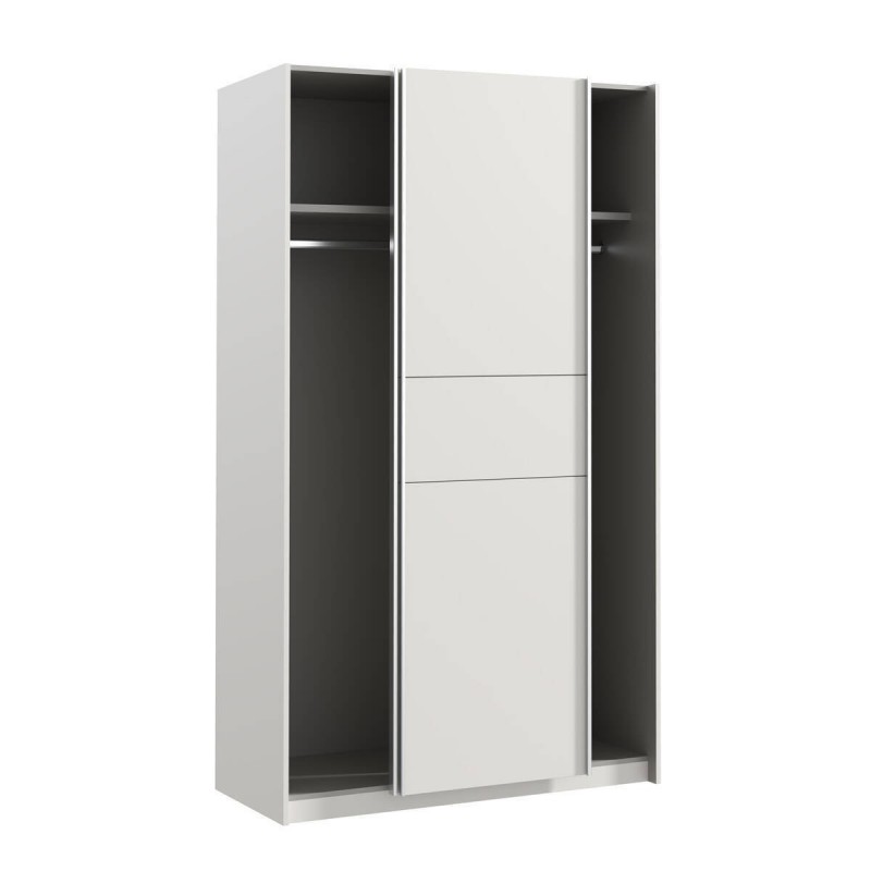 Armario 2 puertas correderas en blanco y roble, 120 x 50 x 200 cm — Qechic