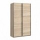 Armario de 2 puertas correderas  120 cm WINTER acabado laminado sintético blanco o roble sonoma con franja blanca o roble
