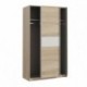 Armario de 2 puertas correderas  120 cm WINTER acabado laminado sintético blanco o roble sonoma con franja blanca o roble