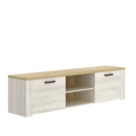 Mueble de TV SIENA tablero de partículas melaminizado color blanco finés y milano 180x40x49 cm