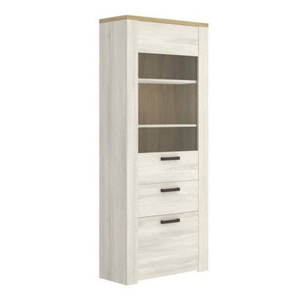 Vitrina alta SIENA tablero de partículas melaminizado color blanco finés y milano 75x33x188 cm