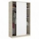 Armario de dos puertas correderas SLIDE color natural y blanco brillo 204x120x50 cm
