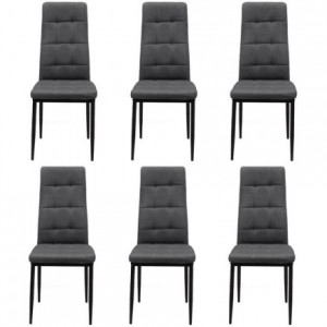 Pack de 6 sillas de comedor ZUNI tapizadas en tela gris oscuro y patas  metálicas en negro - Centro Mueble Online