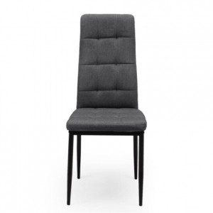 Pack de 6 sillas de comedor ZUNI tapizadas en tela gris oscuro y patas metálicas en negro