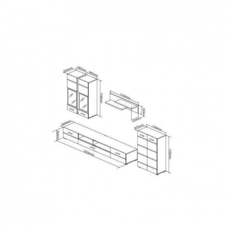 Mueble de salón modular ÁRTICO color blanco brillo de 285 cm