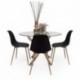Conjunto de comedor DALILA CAIRO NORDIC mesa de cristal templado y estructura metálica acabado madera y 4 sillas de comedor