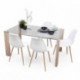 Conjunto de comedor ROSSET NORDIC mesa de cristal de 140x90 cm y 4 sillas nórdicas