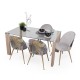 Conjunto de comedor ROSSET MADEIRA mesa de cristal de 140x90 cm y 4 sillas de comedor tapizadas