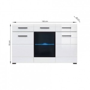 Aparador de diseño moderno ÁRTICO tablero de partículas melaminizado color blanco brillo con luz led de 80x40x102 cm