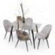 Conjunto de comedor CAIRO MADEIRA mesa de cristal de 120x80 cm y 4 sillas tapizadas
