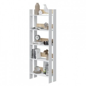 Estantería alta de diseño moderno MADEIRA tablero de partículas melaminizado color blanco artik y roble canadian 57x27x170 cm