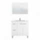 Mueble de baño + espejo AKTIVA  color blanco brillo / gris ceniza de 80x45x 80 cm (LAVABO NO INCLUIDO)
