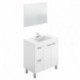 Mueble de baño + espejo AKTIVA  color blanco brillo / gris ceniza de 80x45x 80 cm (LAVABO NO INCLUIDO)