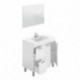 Mueble de baño + espejo AKTIVA  color blanco brillo / gris ceniza de 80x45x 80 cm (LAVABO NO INCLUIDO)