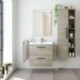 Mueble de baño + espejo ARUBA 2 cajones color roble alaska de 60x45x57 cm (LAVABO NO INCLUIDO)