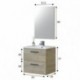 Mueble de baño + espejo ARUBA 2 cajones color roble alaska de 60x45x57 cm (LAVABO NO INCLUIDO)