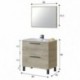 Mueble de baño de pared+ espejo ATHENA  2 cajones color roble alaska de 80x45x80 cm (LAVABO NO INCLUIDO)