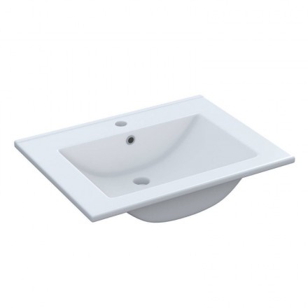 Lavabo cerámico de 60x45 cm color blanco. Grifería, sifón y válvula no incluidos