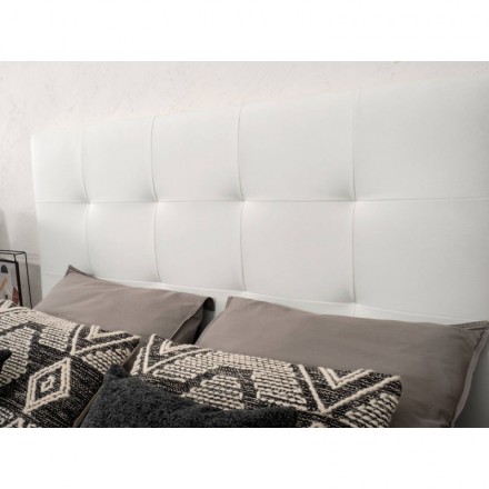 Cabecero LOW tapizado en polipiel en color blanco, de 155x8x100 cm